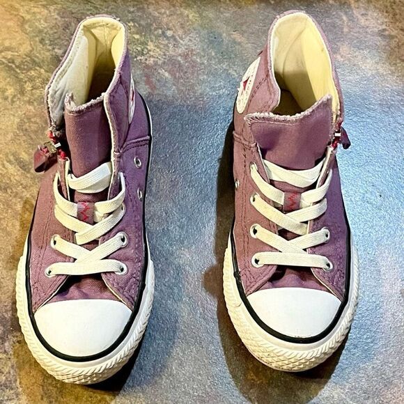 All Star Converse Girl’s Purple Chuck Taylor Zip High Tops 12.5 - Picture 2 of 13